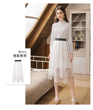 Load image into Gallery viewer, [ Journal of the Philippines] 2019 Spring New Women's Wavelet Point Single Button Printed Shirt Sweet White Spinning Shirt 59092