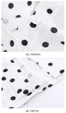 Load image into Gallery viewer, [ Journal of the Philippines] 2019 Spring New Women's Wavelet Point Single Button Printed Shirt Sweet White Spinning Shirt 59092