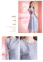 Load image into Gallery viewer, 2019 Autumn new women's air round collar French Campanulaceae skirt temperament light ripe silk Bud dress 63157