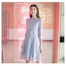 Load image into Gallery viewer, 2019 Autumn new women's air round collar French Campanulaceae skirt temperament light ripe silk Bud dress 63157