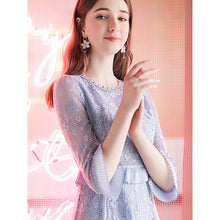 Load image into Gallery viewer, 2019 Autumn new women's air round collar French Campanulaceae skirt temperament light ripe silk Bud dress 63157