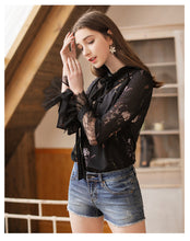 Load image into Gallery viewer, 2019 Spring new boutique women's temperament vertical collar pullover lady hundred catch snow spinning shirt 51019