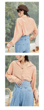 Load image into Gallery viewer, Spring/summer 2019 solid color leisure women's long sleeve thin lapel single-breasted loose student shirt jacket 3116