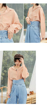 Load image into Gallery viewer, Spring/summer 2019 solid color leisure women's long sleeve thin lapel single-breasted loose student shirt jacket 3116