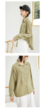 Load image into Gallery viewer, Spring/summer 2019 solid color leisure women's long sleeve thin lapel single-breasted loose student shirt jacket 3116