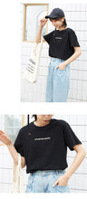 Load image into Gallery viewer, Loose-fitting student half-sleeve T-shirt for women in spring and summer of 2019 new Korean alphabetic jacket with short sleeves and undercoat 3108
