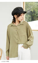Load image into Gallery viewer, Spring/summer 2019 solid color leisure women's long sleeve thin lapel single-breasted loose student shirt jacket 3116