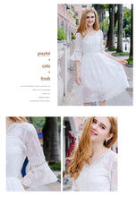 Load image into Gallery viewer, Immortal Lotus leaf sleeve white skirt 2019 fall new women's V collar embroidered chiffon dress 686