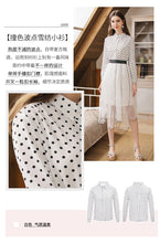 Load image into Gallery viewer, [ Journal of the Philippines] 2019 Spring New Women's Wavelet Point Single Button Printed Shirt Sweet White Spinning Shirt 59092