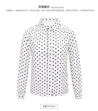 Load image into Gallery viewer, [ Journal of the Philippines] 2019 Spring New Women's Wavelet Point Single Button Printed Shirt Sweet White Spinning Shirt 59092