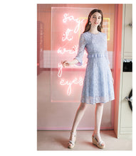 Load image into Gallery viewer, 2019 Autumn new women's air round collar French Campanulaceae skirt temperament light ripe silk Bud dress 63157