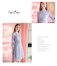 Load image into Gallery viewer, 2019 Autumn new women's air round collar French Campanulaceae skirt temperament light ripe silk Bud dress 63157