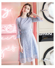 Load image into Gallery viewer, 2019 Autumn new women's air round collar French Campanulaceae skirt temperament light ripe silk Bud dress 63157