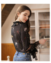 Load image into Gallery viewer, 2019 Spring new boutique women's temperament vertical collar pullover lady hundred catch snow spinning shirt 51019