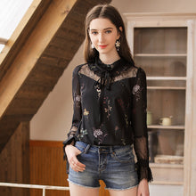 Load image into Gallery viewer, 2019 Spring new boutique women's temperament vertical collar pullover lady hundred catch snow spinning shirt 51019