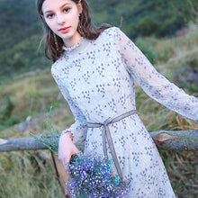 Load image into Gallery viewer, 2019 Autumn new women's dress vertical collar hollow Lotus leaf edge fairy dress temperament light lace dress 63176