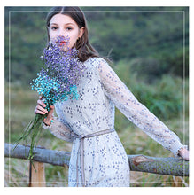 Load image into Gallery viewer, 2019 Autumn new women's dress vertical collar hollow Lotus leaf edge fairy dress temperament light lace dress 63176