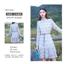 Load image into Gallery viewer, 2019 Autumn new women's dress vertical collar hollow Lotus leaf edge fairy dress temperament light lace dress 63176