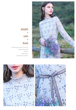 Load image into Gallery viewer, 2019 Autumn new women's dress vertical collar hollow Lotus leaf edge fairy dress temperament light lace dress 63176