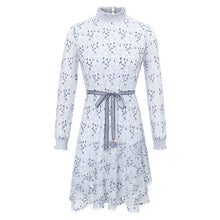Load image into Gallery viewer, 2019 Autumn new women's dress vertical collar hollow Lotus leaf edge fairy dress temperament light lace dress 63176