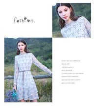 Load image into Gallery viewer, 2019 Autumn new women's dress vertical collar hollow Lotus leaf edge fairy dress temperament light lace dress 63176