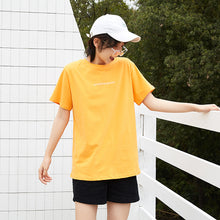 Load image into Gallery viewer, Loose-fitting student half-sleeve T-shirt for women in spring and summer of 2019 new Korean alphabetic jacket with short sleeves and undercoat 3108