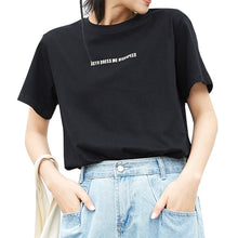 Load image into Gallery viewer, Loose-fitting student half-sleeve T-shirt for women in spring and summer of 2019 new Korean alphabetic jacket with short sleeves and undercoat 3108