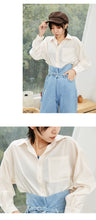 Load image into Gallery viewer, Spring/summer 2019 solid color leisure women's long sleeve thin lapel single-breasted loose student shirt jacket 3116