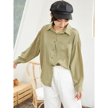 Load image into Gallery viewer, Spring/summer 2019 solid color leisure women's long sleeve thin lapel single-breasted loose student shirt jacket 3116