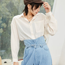 Load image into Gallery viewer, Spring/summer 2019 solid color leisure women's long sleeve thin lapel single-breasted loose student shirt jacket 3116