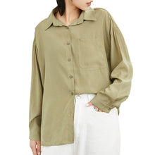 Load image into Gallery viewer, Spring/summer 2019 solid color leisure women's long sleeve thin lapel single-breasted loose student shirt jacket 3116