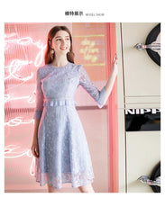 Load image into Gallery viewer, 2019 Autumn new women's air round collar French Campanulaceae skirt temperament light ripe silk Bud dress 63157