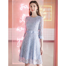 Load image into Gallery viewer, 2019 Autumn new women's air round collar French Campanulaceae skirt temperament light ripe silk Bud dress 63157
