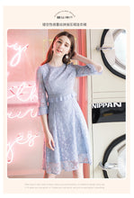 Load image into Gallery viewer, 2019 Autumn new women's air round collar French Campanulaceae skirt temperament light ripe silk Bud dress 63157