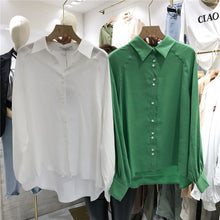 Load image into Gallery viewer, 2019 Korean version of simple classic 100-tie shirt, loose, thin, pure-color student's bottom lapel jacket 3123