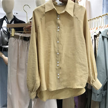 Load image into Gallery viewer, 2019 Korean version of simple classic 100-tie shirt, loose, thin, pure-color student's bottom lapel jacket 3123