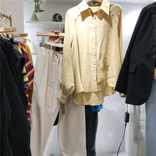 Load image into Gallery viewer, 2019 Korean version of simple classic 100-tie shirt, loose, thin, pure-color student's bottom lapel jacket 3123
