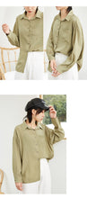 Load image into Gallery viewer, Spring/summer 2019 solid color leisure women's long sleeve thin lapel single-breasted loose student shirt jacket 3116