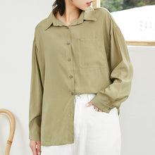 Load image into Gallery viewer, Spring/summer 2019 solid color leisure women's long sleeve thin lapel single-breasted loose student shirt jacket 3116