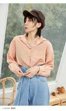 Load image into Gallery viewer, Spring/summer 2019 solid color leisure women's long sleeve thin lapel single-breasted loose student shirt jacket 3116