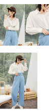 Load image into Gallery viewer, Spring/summer 2019 solid color leisure women's long sleeve thin lapel single-breasted loose student shirt jacket 3116
