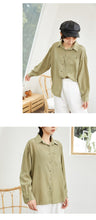 Load image into Gallery viewer, Spring/summer 2019 solid color leisure women's long sleeve thin lapel single-breasted loose student shirt jacket 3116