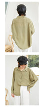 Load image into Gallery viewer, Spring/summer 2019 solid color leisure women's long sleeve thin lapel single-breasted loose student shirt jacket 3116