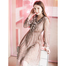Load image into Gallery viewer, Spring 2009 New Women's Dresses Long Flare Sleeve Printed Skirt Temperament Chiffon Dress 63128