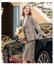 Load image into Gallery viewer, 2019 Spring new boutique women's retro plaid jacket Chi double Breasted small suit jacket female 97105