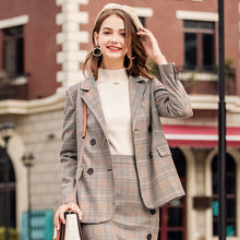 Load image into Gallery viewer, 2019 Spring new boutique women's retro plaid jacket Chi double Breasted small suit jacket female 97105