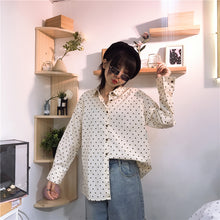 Load image into Gallery viewer, Spring 2019, the new Korean version of Xiaozhong Loose and Lazy Long-sleeved Point Shirt 3170