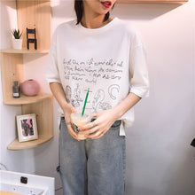 Load image into Gallery viewer, Spring 2019 New Korean Women's Printed T-Shirt Women's Half Sleeve Tide Jacket with Short Sleeve Loose Backing Shirt