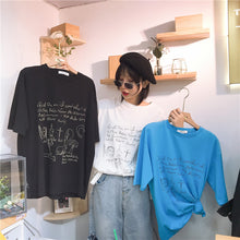 Load image into Gallery viewer, Spring 2019 New Korean Women's Printed T-Shirt Women's Half Sleeve Tide Jacket with Short Sleeve Loose Backing Shirt