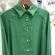 Load image into Gallery viewer, 2019 Korean version of simple classic 100-tie shirt, loose, thin, pure-color student's bottom lapel jacket 3123